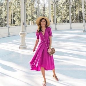 Anthropologie Maeve Breanna Wrap Dress Bright Pink Size 6